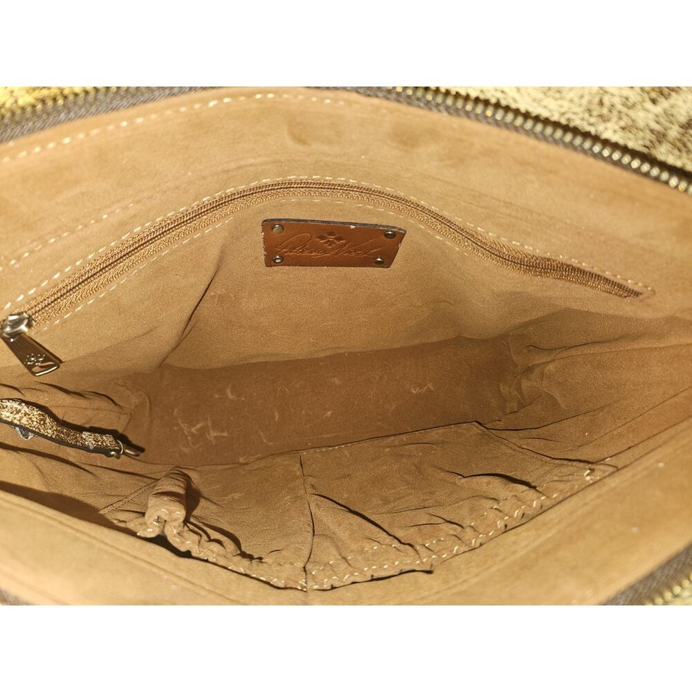 Patricia Nash Burnished Tooled Zorita Satchel Bag Metallic gold finish 14x10x4 - Picture 13 of 15